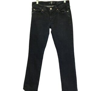 7 For All Mankind Jeans Women's Sz 27 Embellished Pocket Straight Leg Dark Wash